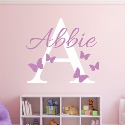 Butterflies Custom Name Wall Decal For Girl Bedroom Art Mural Home Decor Baby Room Decoration Nursery Wall Sticker Vinyl LC1203