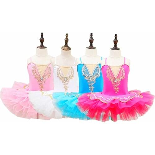 Ballet Dress Tutu Skirts For Girls White Swan Lake Dance Dress Pink Cute Girls Barre Costumes Assorted Color