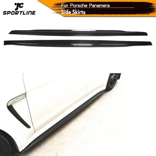 Carbon Fiber Side Skirts Apron Door Lip Cover For Porsche Panamera 2014 2015 2016 Door Bumper Extension Lip Trim Aprons