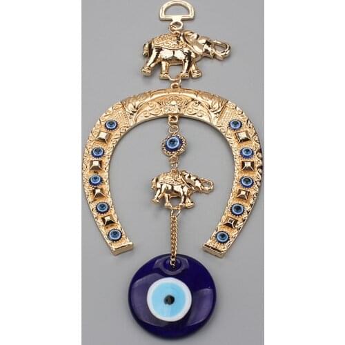 Lucky Eye Evil Eye Islam Quran Hanging Lucky Gold Color Elephant Keychain wall hangings for decoration