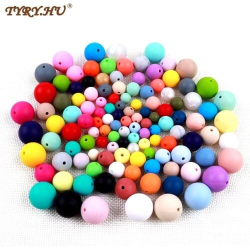 TYRY.HU 100Pcs Silicone Beads BPA Free 9/12/15mm Silicone Teething Beads For Necklace Pacifier Chain Baby Teether
