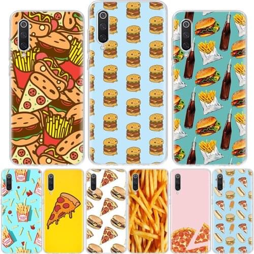 Cute food french fries burger pizza Phone Case For Xiaomi Redmi Note 10 9 9S 8 8T 7 6 5 9C 9A 8A 7A 6A 5A Pro S2 K20 K30 Coque
