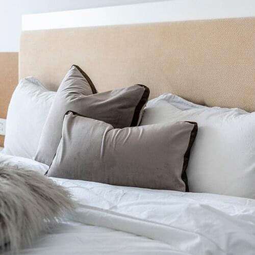 Velvet Pillow Case Nordic Soft Waist Back Support Pillows Gray Cushion Cover Pillowcase Decorations for Home Office Studio