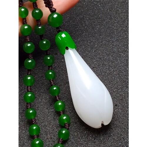 Koraba Chinese Natural White Hand-carved Chinese Hetian Jade Magnolia Flower Pendant Necklace Jewelry Gift Wholesale