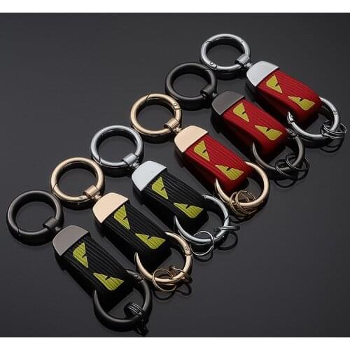 Double-headed Two-way Leather Keychain Two Eyes Car Luxery Key Rings Women Animal Friendship Couple Gifts Bags Small Pendants