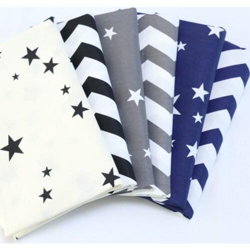 6pcs 40*50 Cotton Fabric Sewing Patchwork Material Star Stripe Printed Quilting Cloth Handmade Bed Sheet Clothes For Needlework