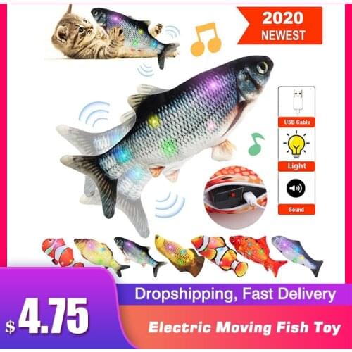 Pet Toy Electric Cat Toy Plush 3D Interactive Electronic USB Bite Resistant Chew Molar Moving Dancing Fish Toy Kitten Kitty Toys