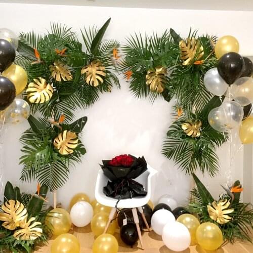 5pc Artificial Plants Gold Green Turtle Leaves Scattered Tail Leaf Garden Home Decor Mexican Autumn Decoration Wedding Supply