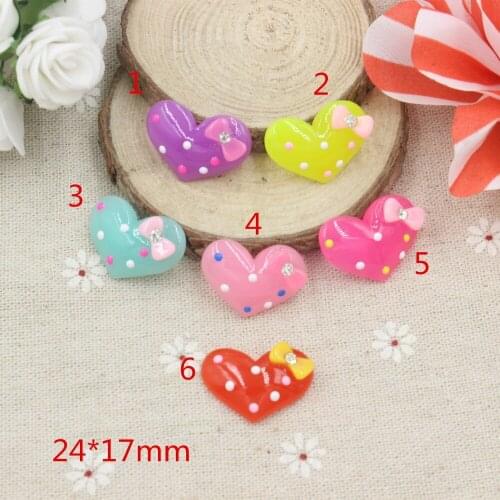 20pcs/lot resin heart DIY resin cabochons accessories mix colors for kids hair