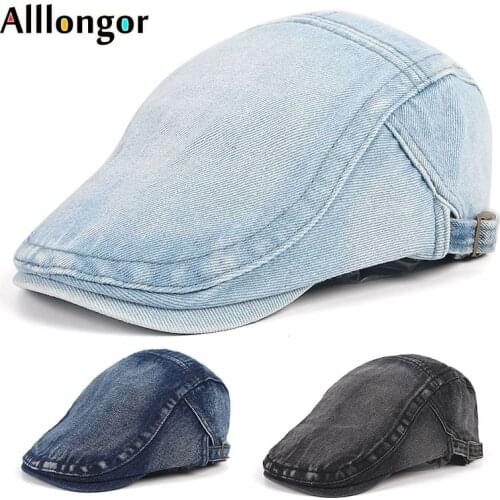 Classical Unisex Denim Beret Hat for Men Women 2020 Casual Summer Cap Newsboy Ivy Flat Cap Adjustable Berets caps Homme