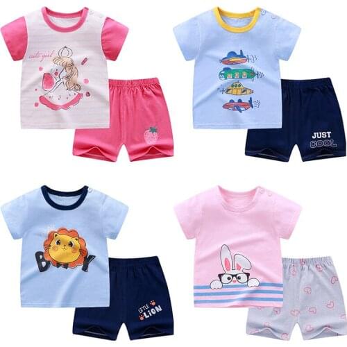 Summer Children Pajamas Boys Cotton Clothes Pants Set Cartoon Sleepwear Kids Pijamas For Girls Toddler Baby Outfits Child Pyjama