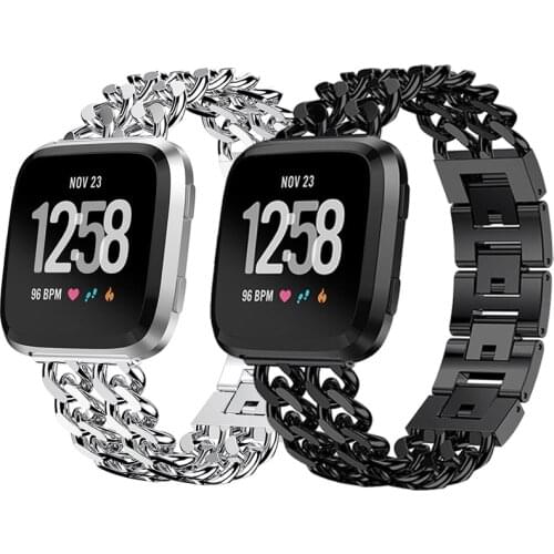 Metal Band Bracelet for Fitbit Versa Band Double Chains Style Strap Bracelet for Fitbit Versa 2/ Lite Watchband