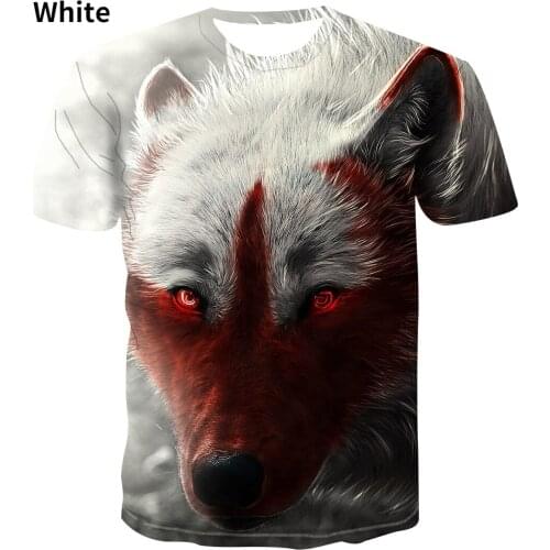 2021 New Wolf Mens and Womens Round Neck T-shirt Loose Short Sleeve 3D Printing Versatile Top