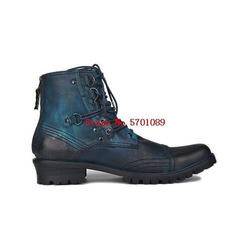 Man Punk Rock Boots Genuine Leather Handmade British Cowboy Retro Buckle Leather Chukka Designer Boots Chelsea Boots Shoes