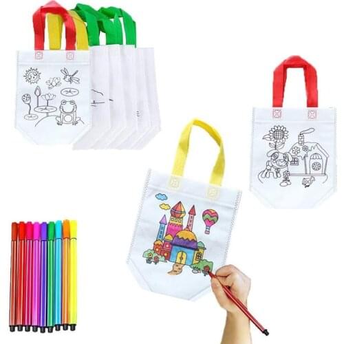 Non-woven Fabrics Environmental Drawing Painting Graffiti Bag Can Be Reused Bags Puzzle Educational Gifts For Kids Children