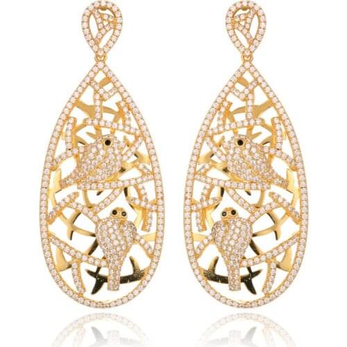 GrayBirds New Style Gorgeous Earrings For Wedding Girls Luxury Jewelry Water Drop And Birds Element MLE136