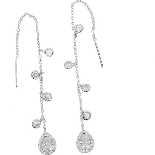 New fashion jewelry accessoriesSilver Rose gold color CZ chain drop earring best gift for women lovers girl wholesale