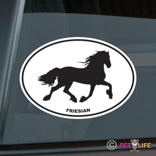 Oval Friesian Sticker Die Cut Vinyl Horse Belgian Black computer decal
