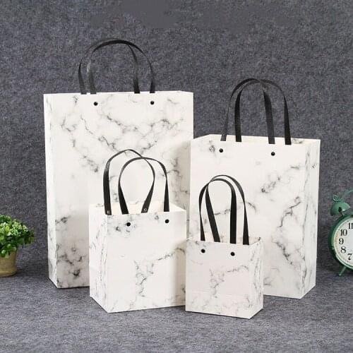 Gift bag white marble card paper handbag Wedding Decoration Marble Paper Gift Bag For Birthday New Year Party gift box