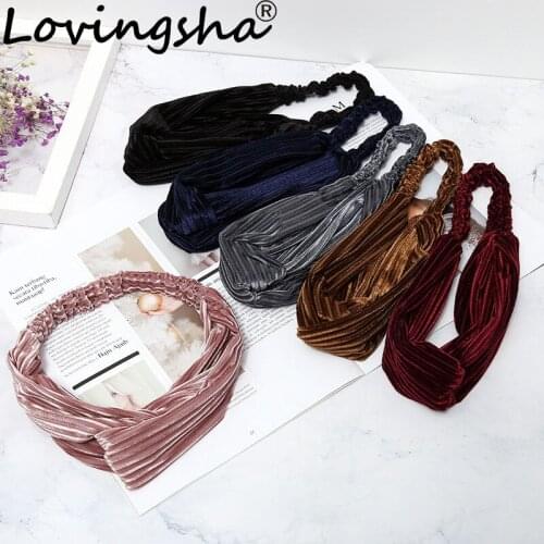 LOVINGSHA Striped Hair Accessories For Girl Brand Velour Women Headbands Lady Female Hair Holder Rope Female Headbands Turban