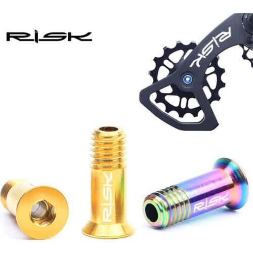 RISK 2pcs M5*14.2 Bicycle Guide Wheel Bolts Hollow Titanium Alloy Bike Rear Derailleur Fixed Screws Cycling Jockey Wheel Bolt