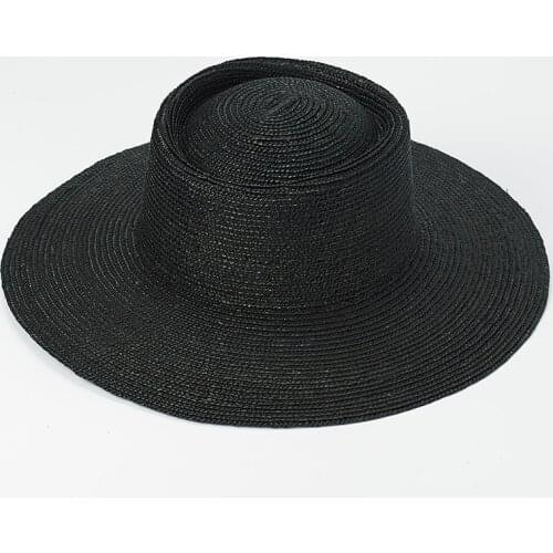 Black Straw Hats for Women Men Summer Sun Hat Wide Brim Fedora Straw Beach Hat Seagrass Outdoorsman Hat Derby Gambler Hat