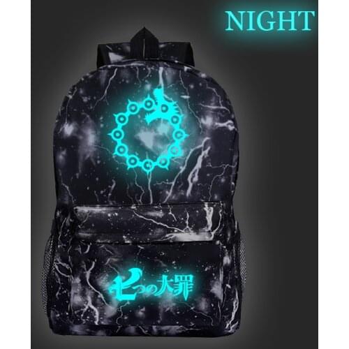 Boys Girls The Seven Deadly Sins Luminous Rucksack Beautiful New Pattern Backpack Fashion Travel Mochila for Student Men Women