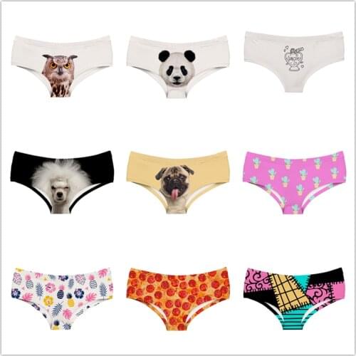 Panda Women Panties 3D Printing Owl Starling Dog Pizza Pineapple Lady Underwear Pirates of The Caribbean Jack Sparrow