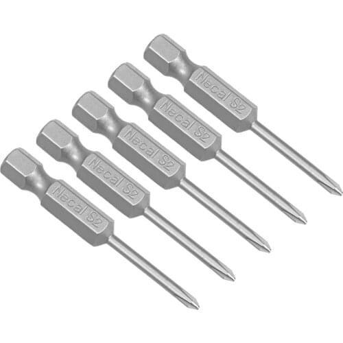 Uxcell 5Pcs 1/4-Inch Hex Shank 50mm Length Phillips 2.5PH0 Magnetic Screw Driver S2 Screwdriver Bits