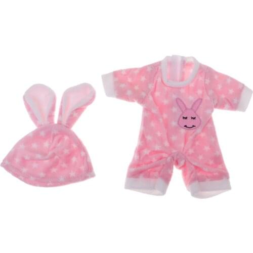 Adorable Cartoon Printed Rompers Jumpsuit Hat Suit For Mellchan Baby Dolls Clothing Accessories Pink