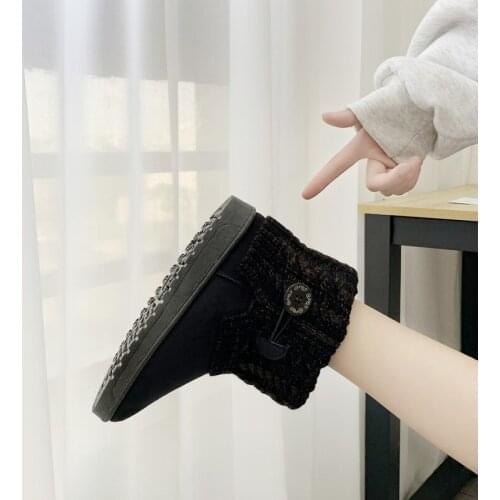 2021 Winter Women Snow Boots Wool Buttons Snow Boots Wholesale Korean Version Lovely Cartoon Flat Bottomed Cotton Shoes