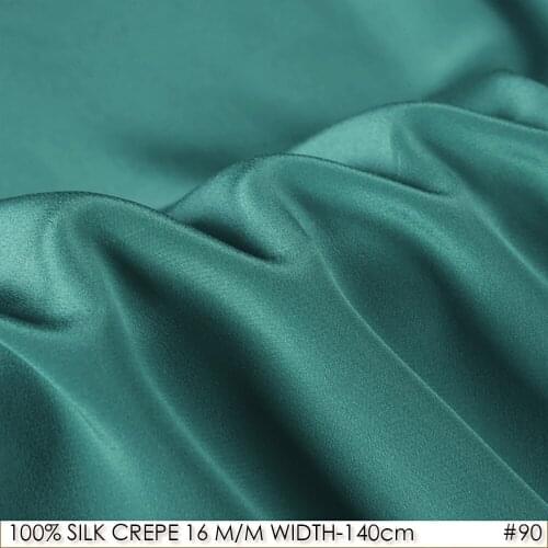 100% SILK CREPE DE CHINE 140cm width 16momme 100% Silk Pure Soie Fabrics New Trend Dress and Shirts Deep Sea Green NO90