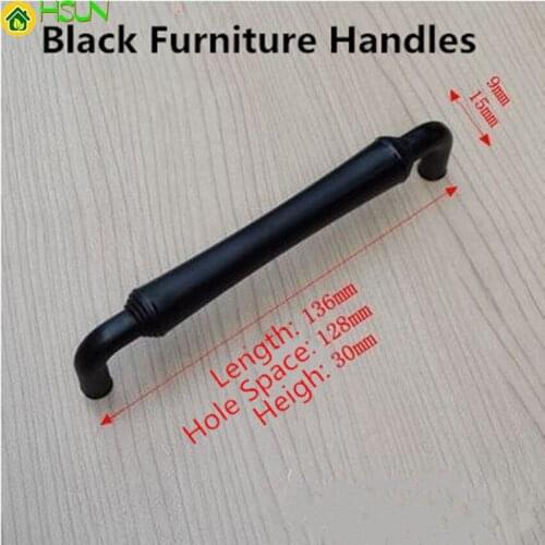128mm Modern Simple Black Furniture Handles Black Kitchen Cabinet Drawer Pulls Knobs 5" Antique Black Dresser Door Handles Pulls