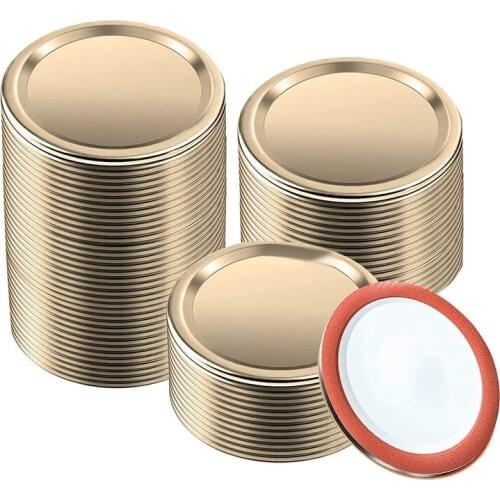 150Pcs Regular Mouth Canning Lids for Ball, Kerr Jars, Split-Type Metal Mason Jar Lids for Canning(70mm, Gold)