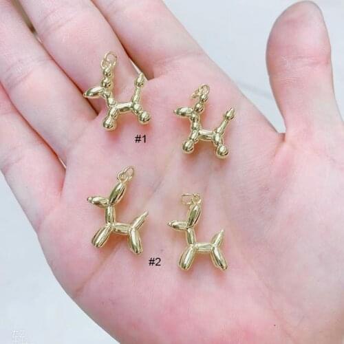 20Pcs 2021 Newest Cute Balloon Dog Charms For Jewelry Fashion Copper Gold Plated Pendant Jewelry Unisex For Gift Party