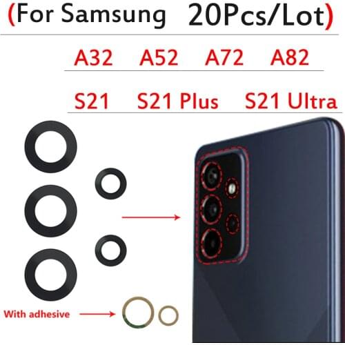 20Pcs,Camera Glass Lens Cover With Adhesive For Samsung A32 A52 A72 A82 S21 Plus S21 Ultra Back Camera Glass Lens Replacement