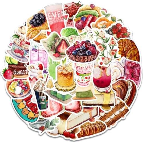 33Pcs Cake Dessert Drink Style Sticker Waterproof For Suitcase Refrigerator Skateboard Car Accessories Sticker