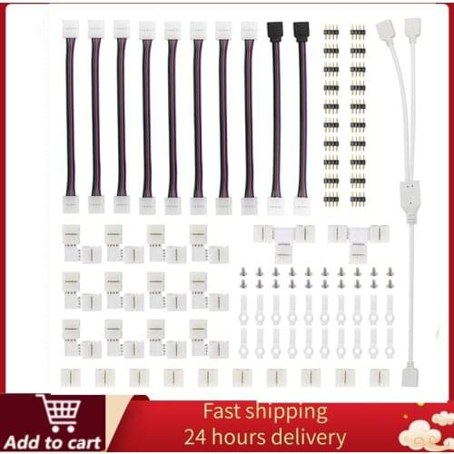 95pcs Connector 4 Pin L T Cross Shape PCB Solderless Corner Connector Strip Connector For RGB 5050 Led Strip Light
