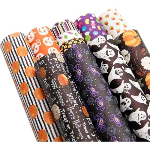David accessories 20*33cm Pumpkin Halloween Faux Artificial Synthetic Leather DIY Sewing Fabric for Garment Knotbow Bags,1Yc4562