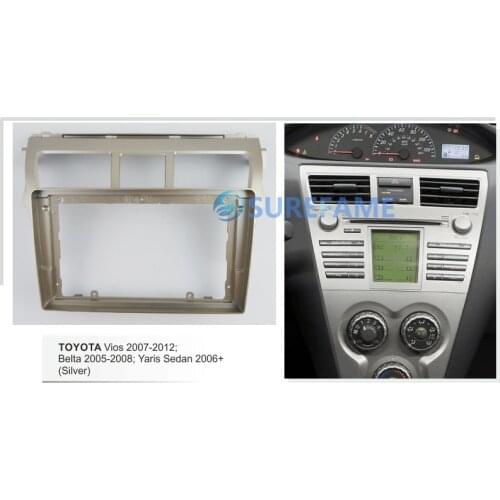 9 inch Car Fascia Radio Panel for Toyota Vios 2007-2012;Yaris Sedan 2006-2012;Belta 2005-2008 Dash Kit Facia Bezel Adapter Plate