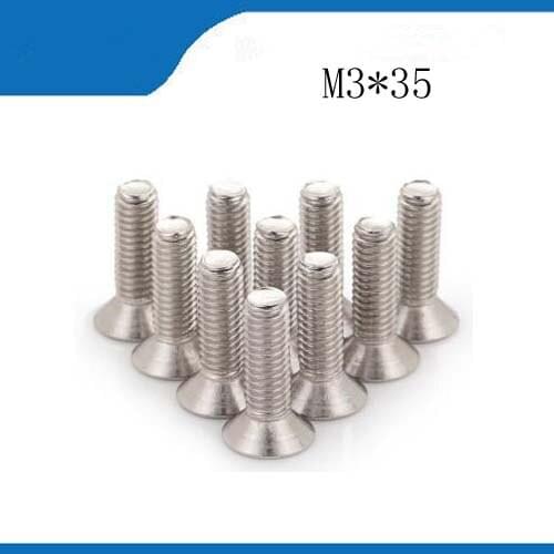Free shipping 20pcs M3*35mm M3X35 316 Stainless steel Flat Screws Inner Hexagon Socket Countersunk Head stainless nails,bolts