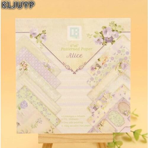 KLJUYP 24 Sheets Alice Scrapbooking Pads Paper Origami Art Background Paper Card Making DIY Scrapbook Paper Craft