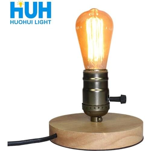 Wooden Aluminum Table Lamp Retro Loft Desk Edison Bulb 110V/220V Night Light Office lamp Bedroom/Living Room/Cafe Lam