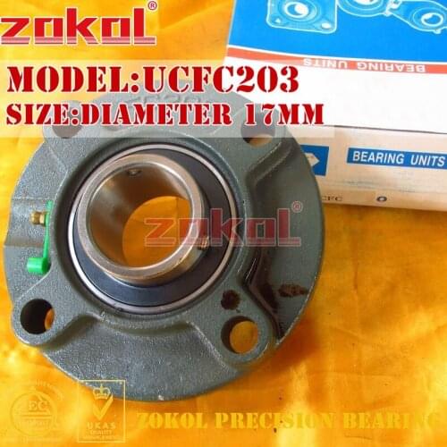 ZOKOL bearing Flange Cartridge Bearing Units UCFC203 TY90503Y Pillow Block Ball Bearing diameter 17mm