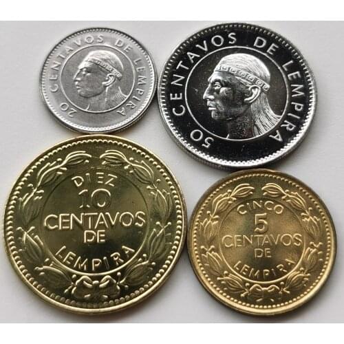 Honduras 1999-10-2007 5-10-20-50 Cents Full Set 4 Pieces Unc Unc Real Original Coins Collection