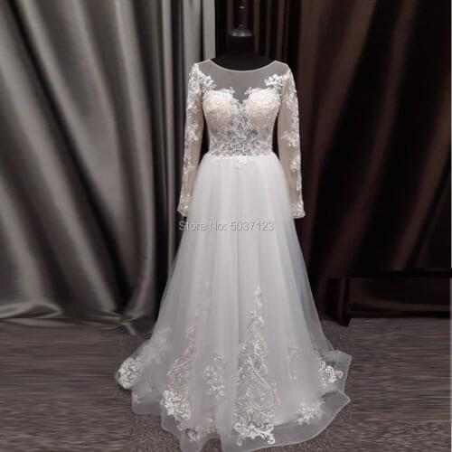 Exquisite Lace Applique Wedding Dresses Vestido de novia 2021 A Line Bride Dress V-Neck Sexy Romantic Floor Length Bridal Gown