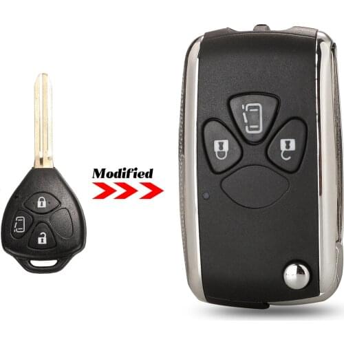 Jingyuqin Upgrade 3 Buttons Folding Remote Car Key Shell For Toyota Corolla RAV4 Camry Avlon With TOY47 Blade Fob Replacement