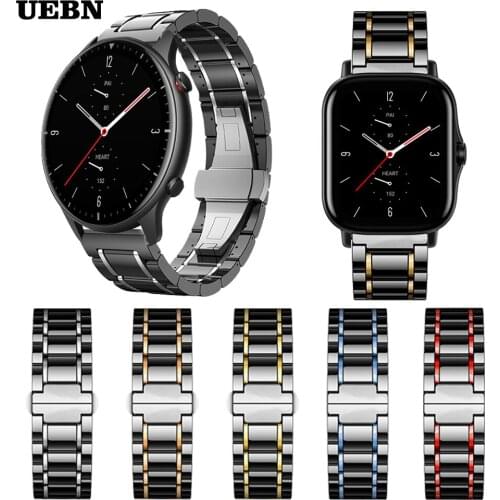 UEBN Ceramic strap for Xiaomi Huami Amazfit GTR 2 Band Bracelet for Amazfit GTS 2 & Bip S Amazfit Stratos 3 Watchbands