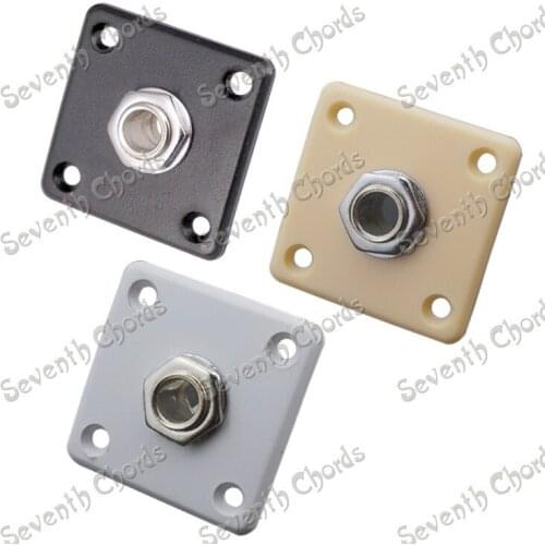 3 Pcs 3 Colour Plastic Square Jack Output Plate Jackplate and Socket jack for Mono LP Electric Guitar, - Black & Cream & White