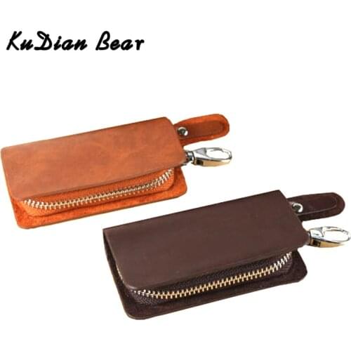 KUDIAN BEAR Mens Car Key Holder Wallet PU Leather Keychain Designer Women Key Organizer Case Small Porta Llaves BID112 PM49